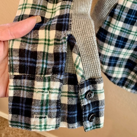 Splendid Flannel Top Small Plaid Cotton Blue Cream Flannel Grey Thermal Panels - Picture 15 of 15
